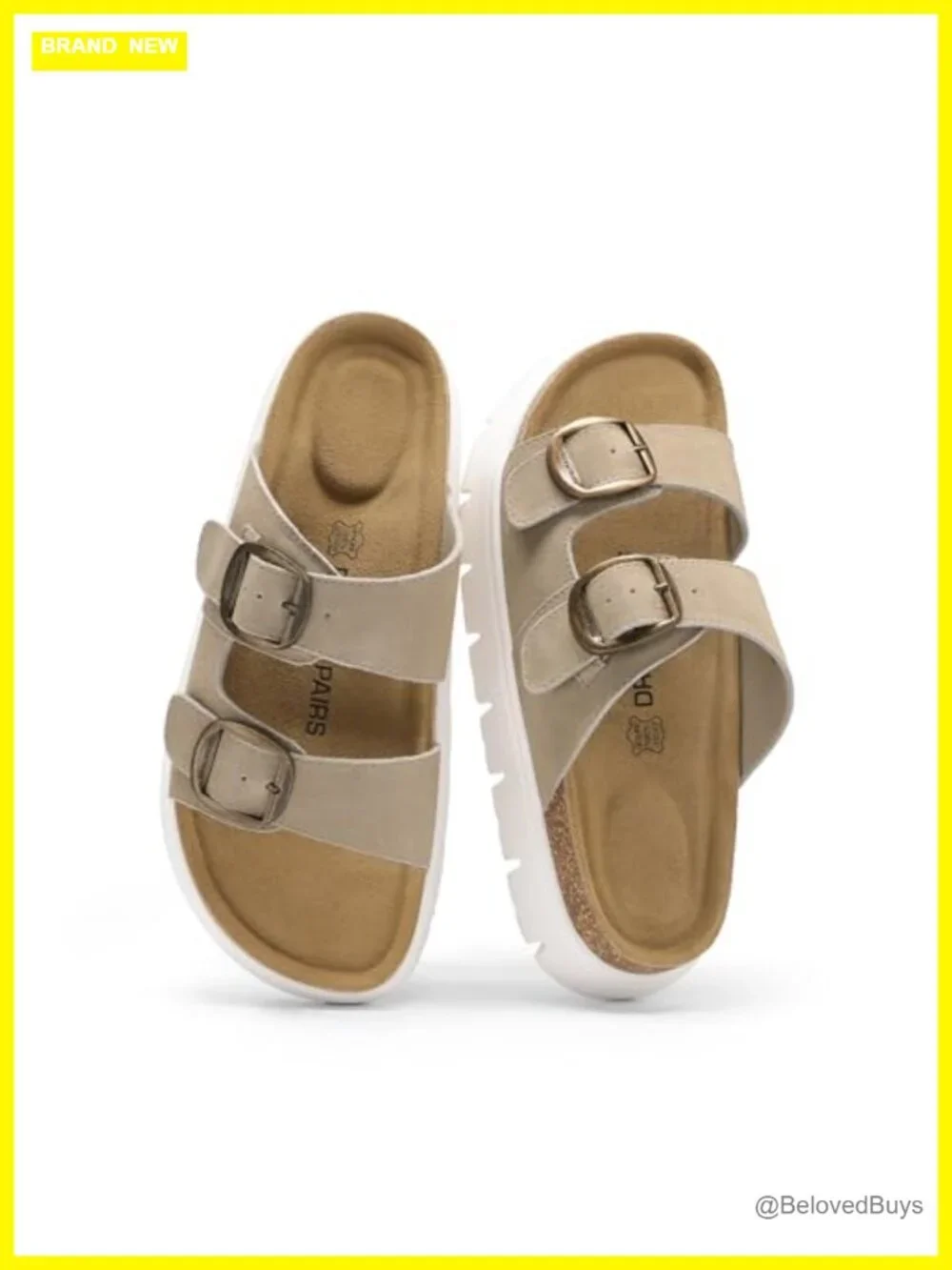 Women's Platform Wedge Sandals Chunky Heel Slip-on Arch Support Cork Footbed